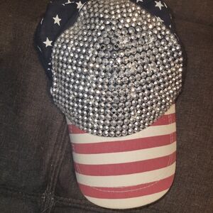 Rhinestone American Flag Cap
